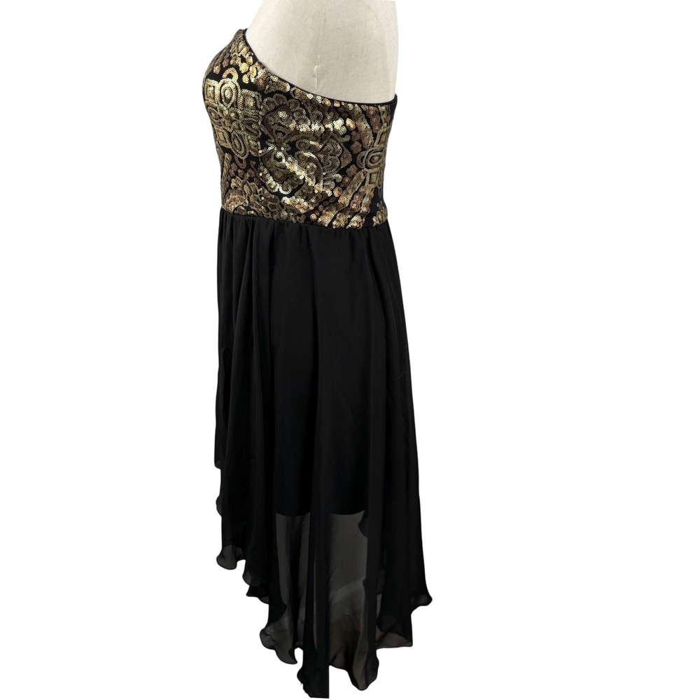 Vintage Glam Art Deco Gold Sequin Hi Lo Party Dress Prom Y2K As U Wish Sz S EUC - Picture 2 of 8